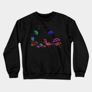 Colourful umbrellas in the night Crewneck Sweatshirt